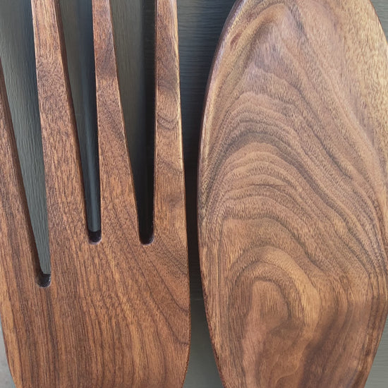 Wooden Spoon,  Wooden Fork,  Wall fork and spoon,  Oversize Fork,  Kitchen Decor